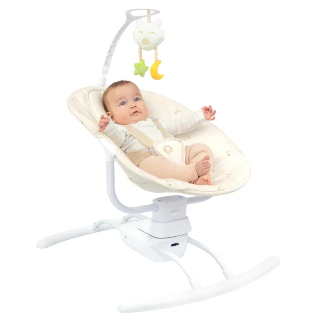 badabulle-balancelle-lectrique-b-b-lat-rale-buddy-cream-3-vitesses-de-balancemen image 1