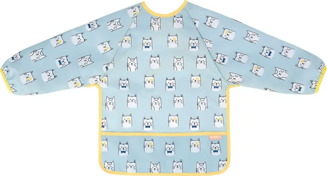 badabulle-bavoir-manches-longues-imperm-able-ajustable-d-s-4-mois-3-ans-bleu image 1