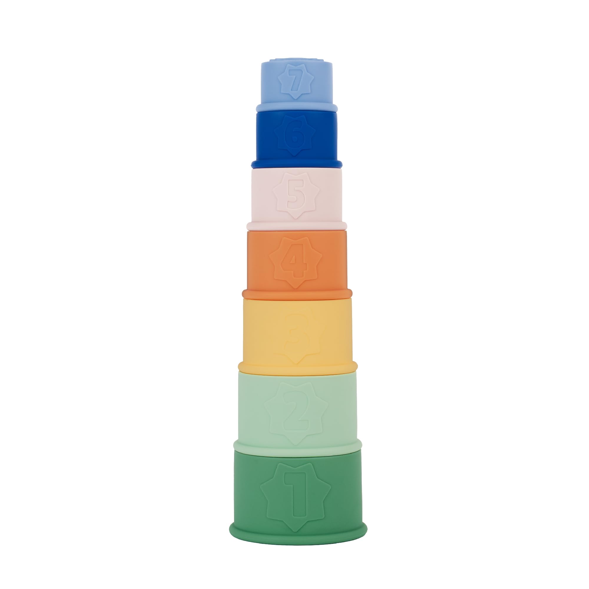 badabulle-7-tasses-empilables-jouets-de-bain-en-silicone-num-rot-es-ducatives-po image 1
