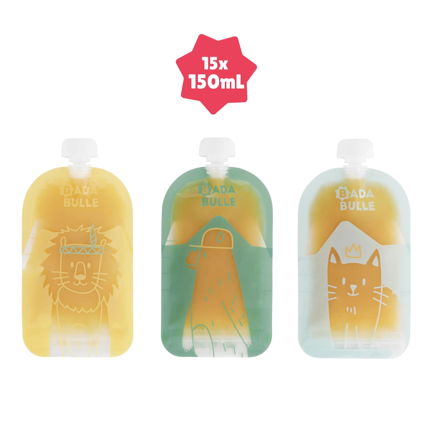 badabulle-lot-de-15-gourdes-r-utilisables-b-b-150-ml-compote-et-pur-e-100-herm-t image 3