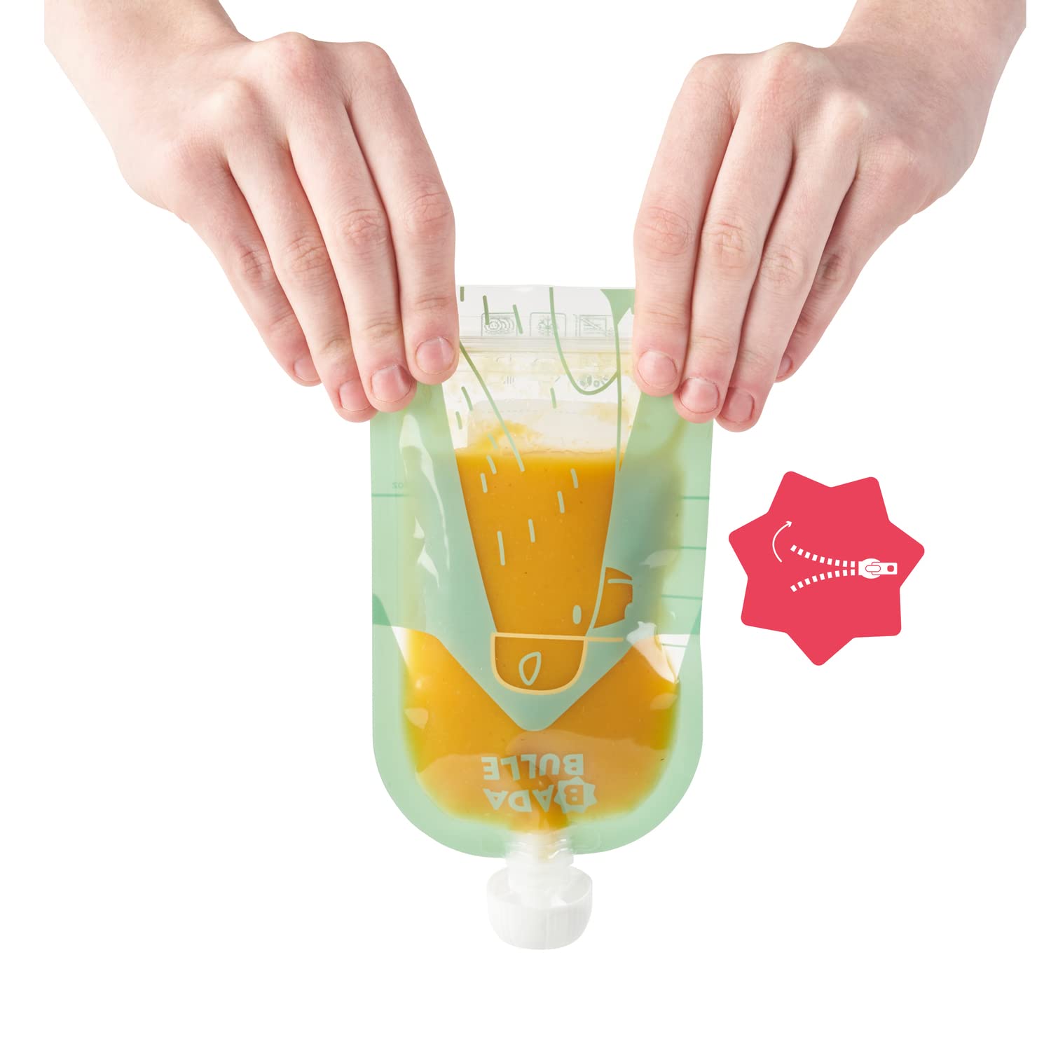 badabulle-lot-de-15-gourdes-r-utilisables-b-b-150-ml-compote-et-pur-e-100-herm-t image 4