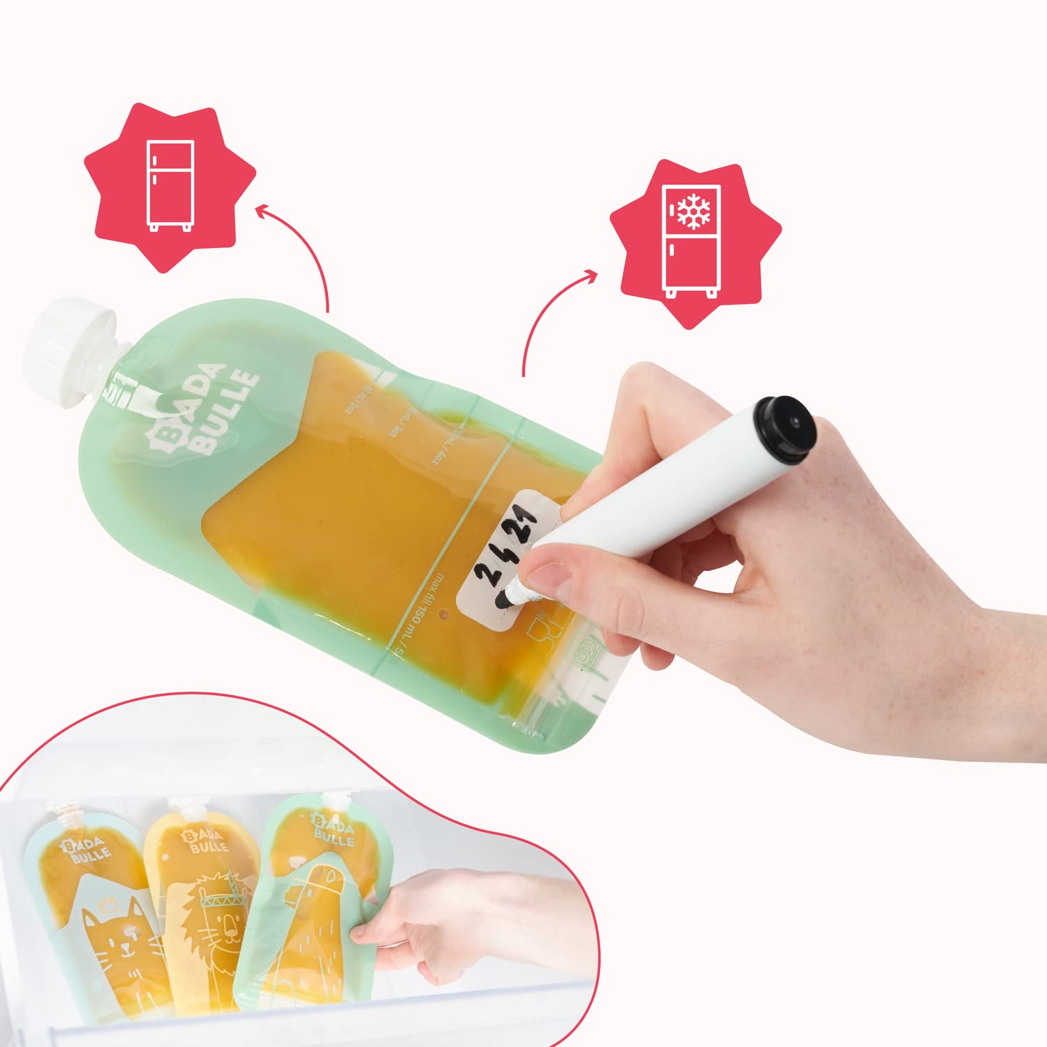 badabulle-lot-de-15-gourdes-r-utilisables-b-b-150-ml-compote-et-pur-e-100-herm-t image 6