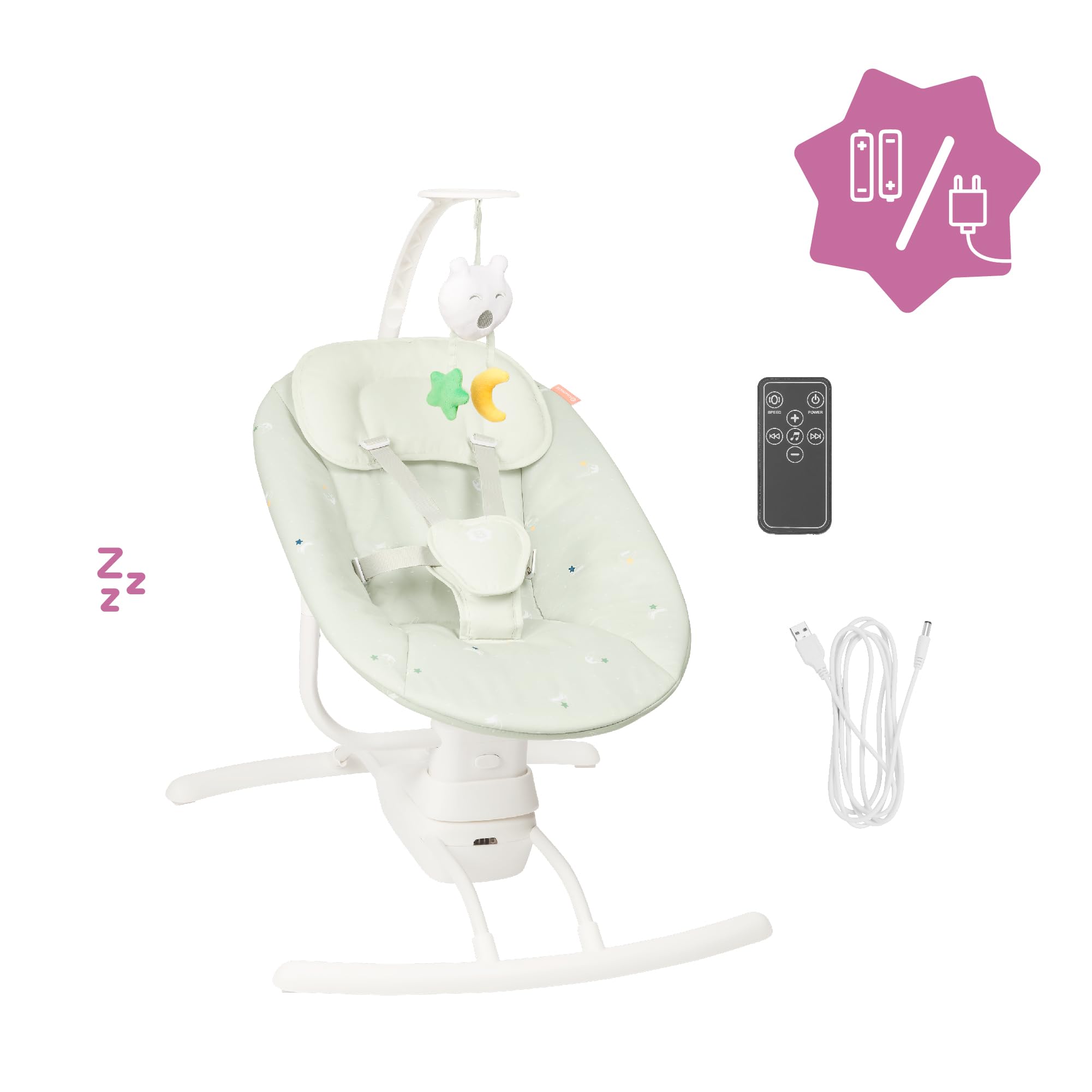 badabulle-balancelle-lectrique-b-b-lat-rale-buddy-cream-3-vitesses-de-balancemen image 7
