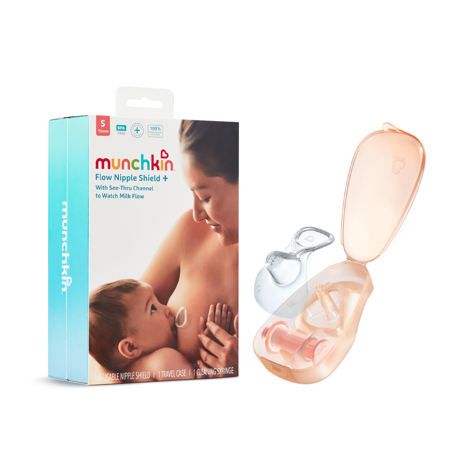 munchkin-flow-nipple-shield-prot-ge-t-tons-d-allaitement-16-mm-avec-canal-transp image 1