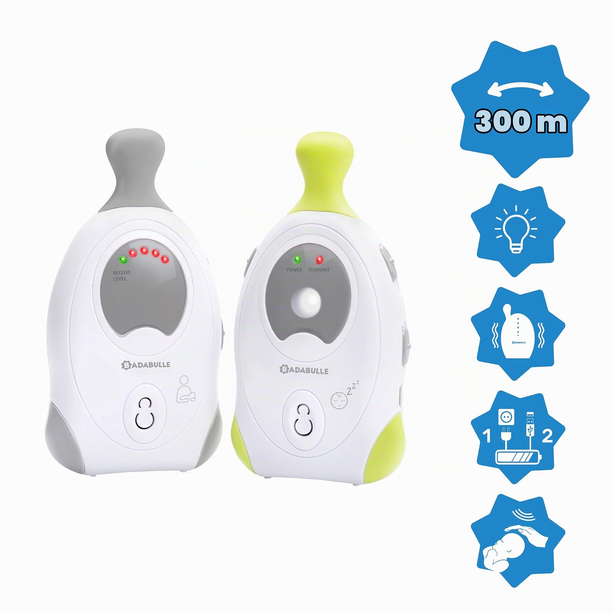 badabulle-baby-online-300m-babyphone-audio-analogique-avec-veilleuse-alarme-sono image 3