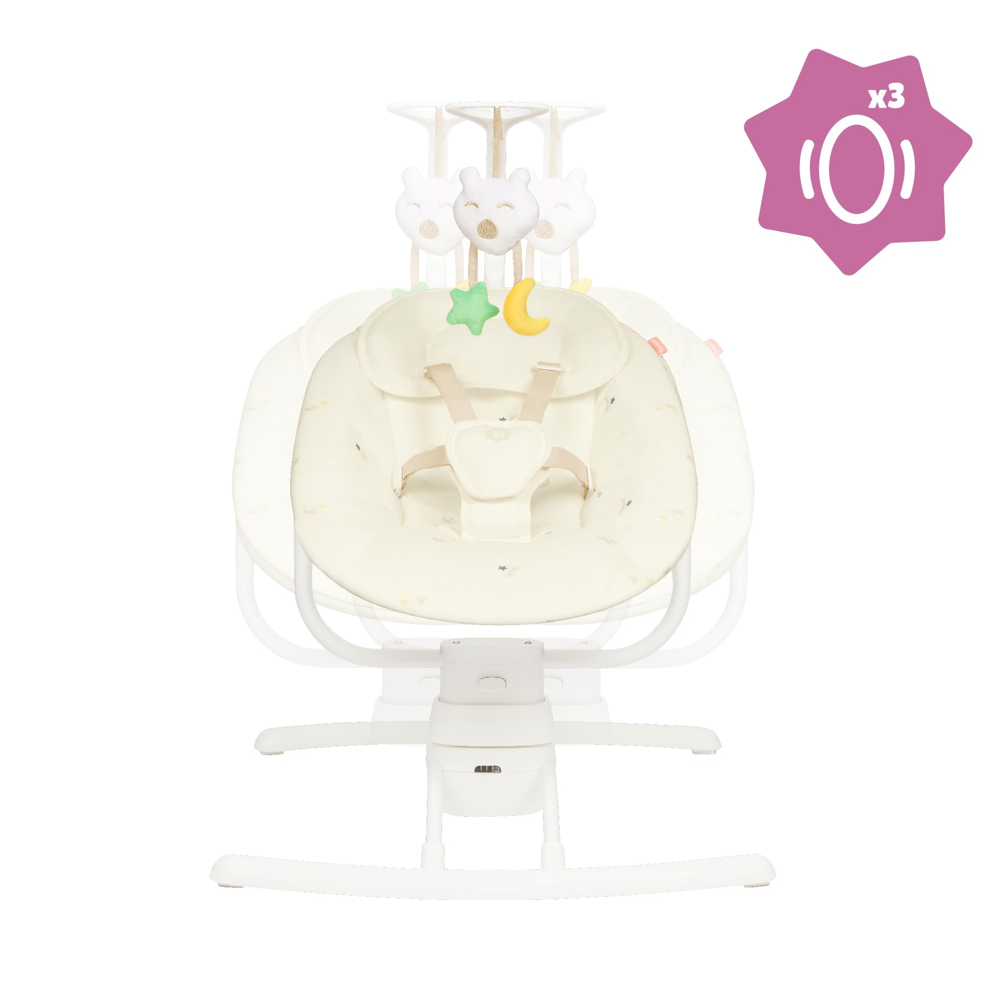 badabulle-balancelle-lectrique-b-b-lat-rale-buddy-cream-3-vitesses-de-balancemen image 3