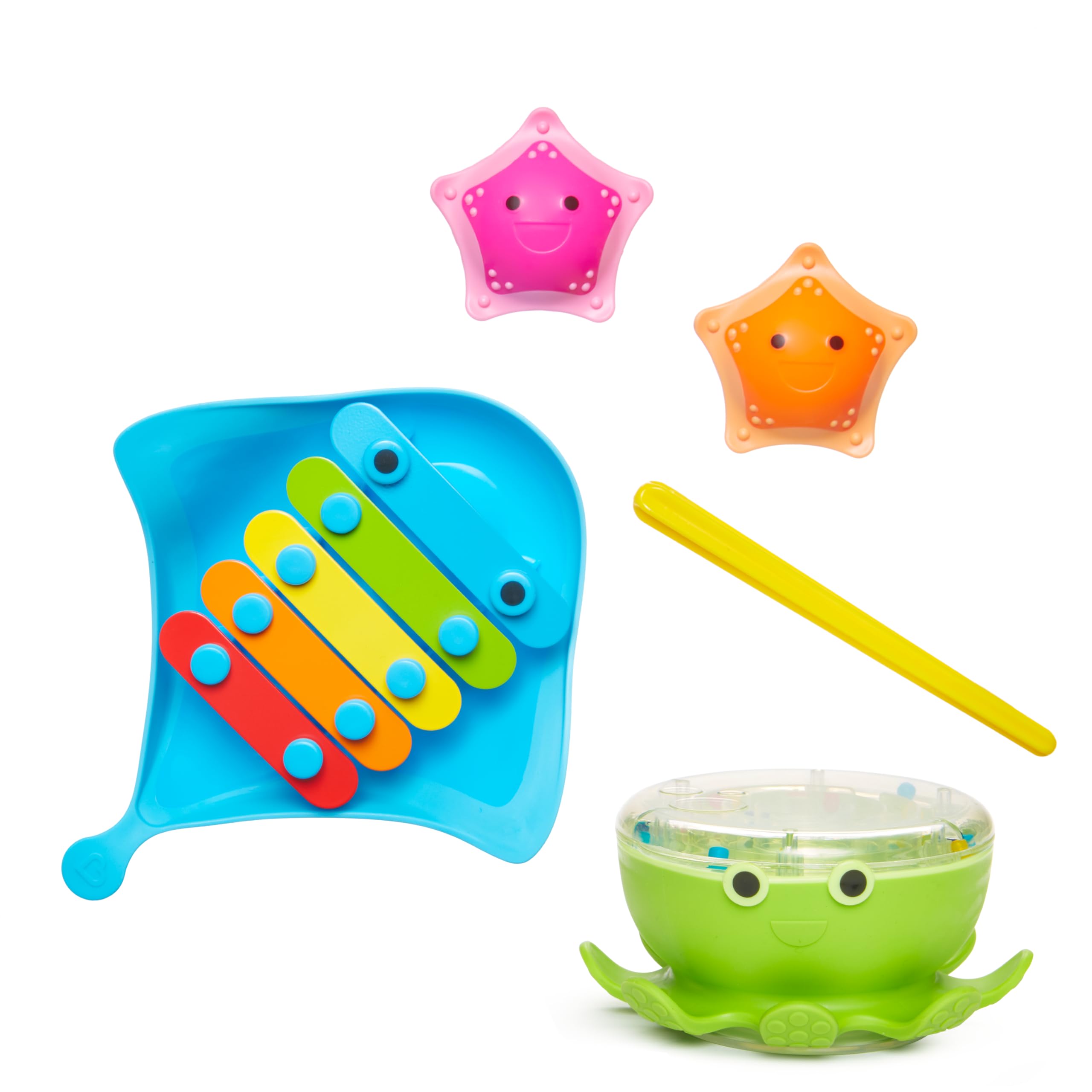 munchkin-coffret-de-jouets-de-bain-musicaux-xylophone-raie-tambour-pieuvre-et-ma image 1