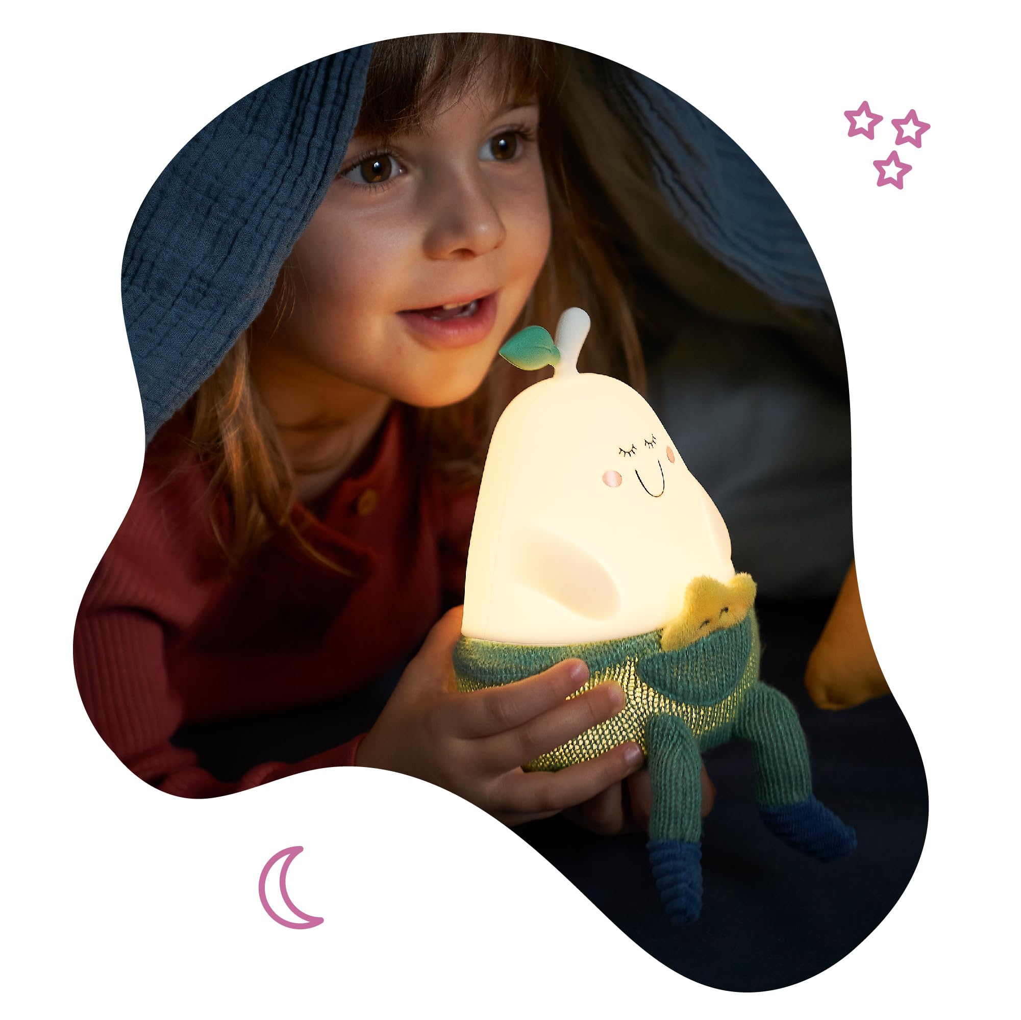 badabulle-bertille-veilleuse-nomade-en-silicone-famille-des-dodus-poire-douce-so image 2