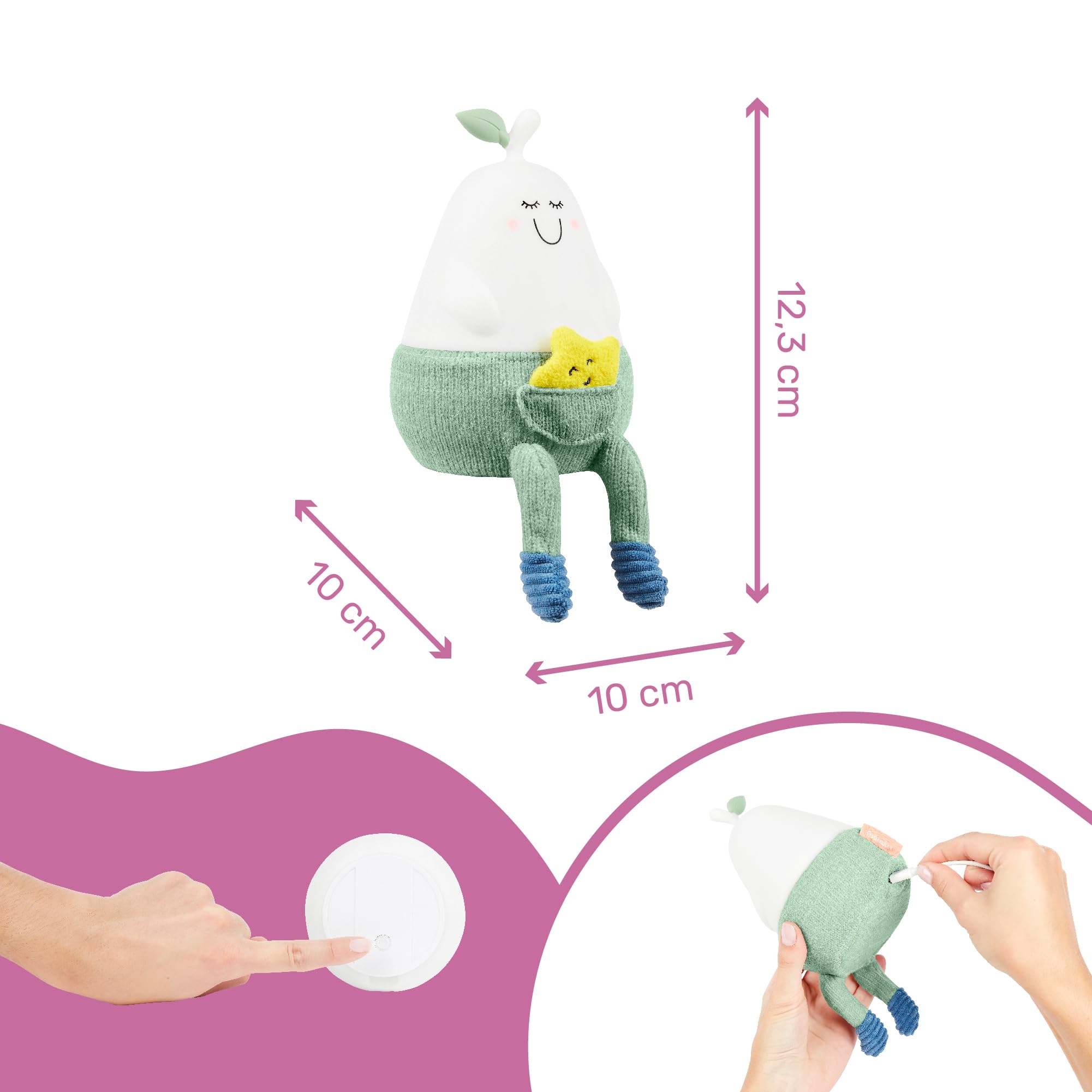 badabulle-bertille-veilleuse-nomade-en-silicone-famille-des-dodus-poire-douce-so image 6