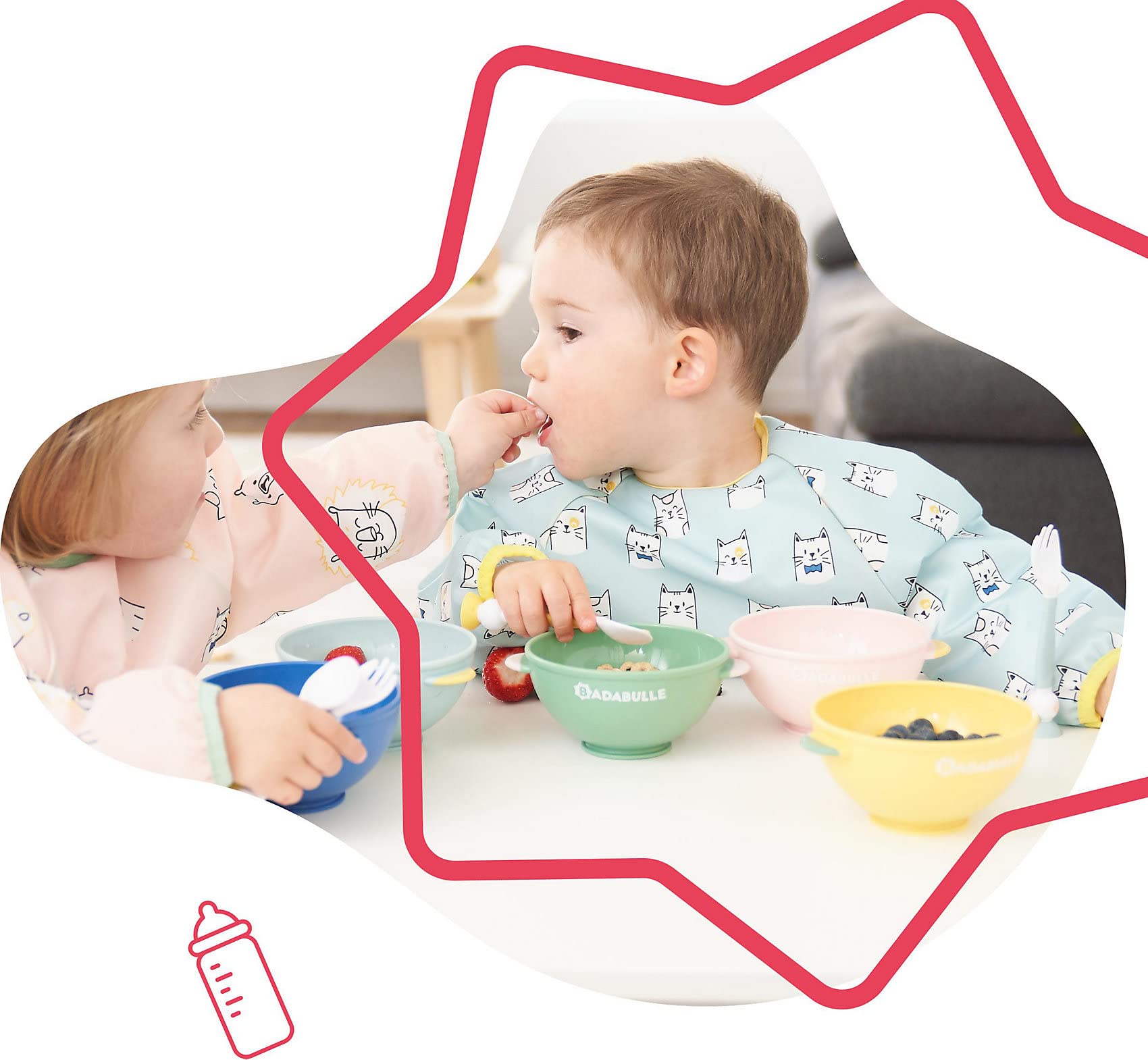badabulle-bavoir-manches-longues-imperm-able-ajustable-d-s-4-mois-3-ans-bleu image 2