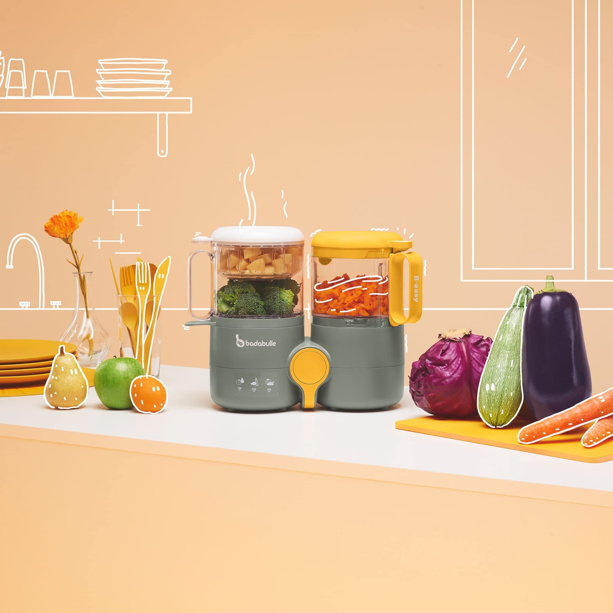 badabulle-b-easy-robot-culinaire-b-b-4-en-1-cuisson-vapeur-et-mixage-1380-ml image 6