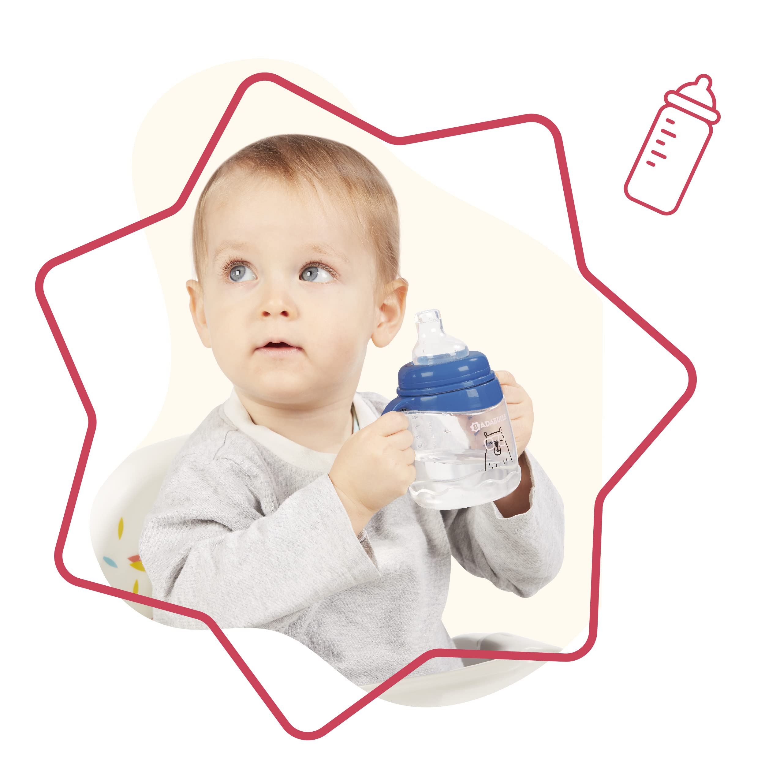 badabulle-lot-de-2-tasses-d-apprentissage-enfant-180-ml-anti-fuite-avec-poign-es image 2