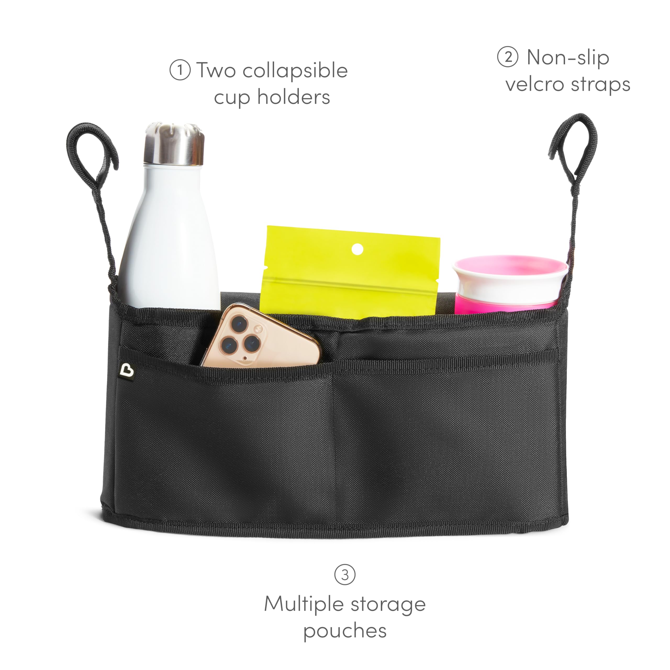 munchkin-organisateur-de-poussette-universel-avec-2-porte-gobelets-tui-lingettes image 2