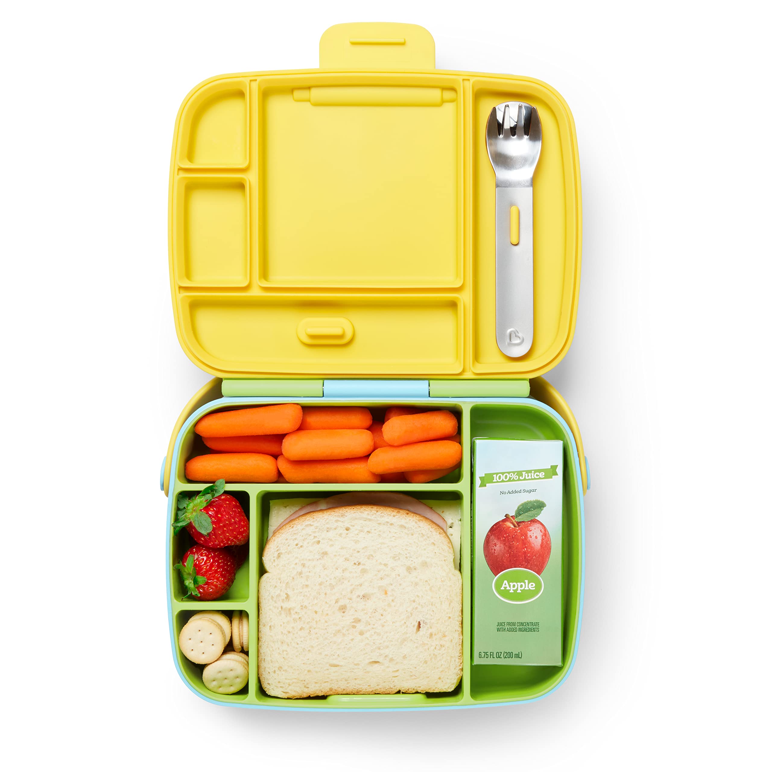 munchkin-bo-te-bento-5-compartiments-avec-couverts-inox-lunch-box-b-b-tout-petit image 1