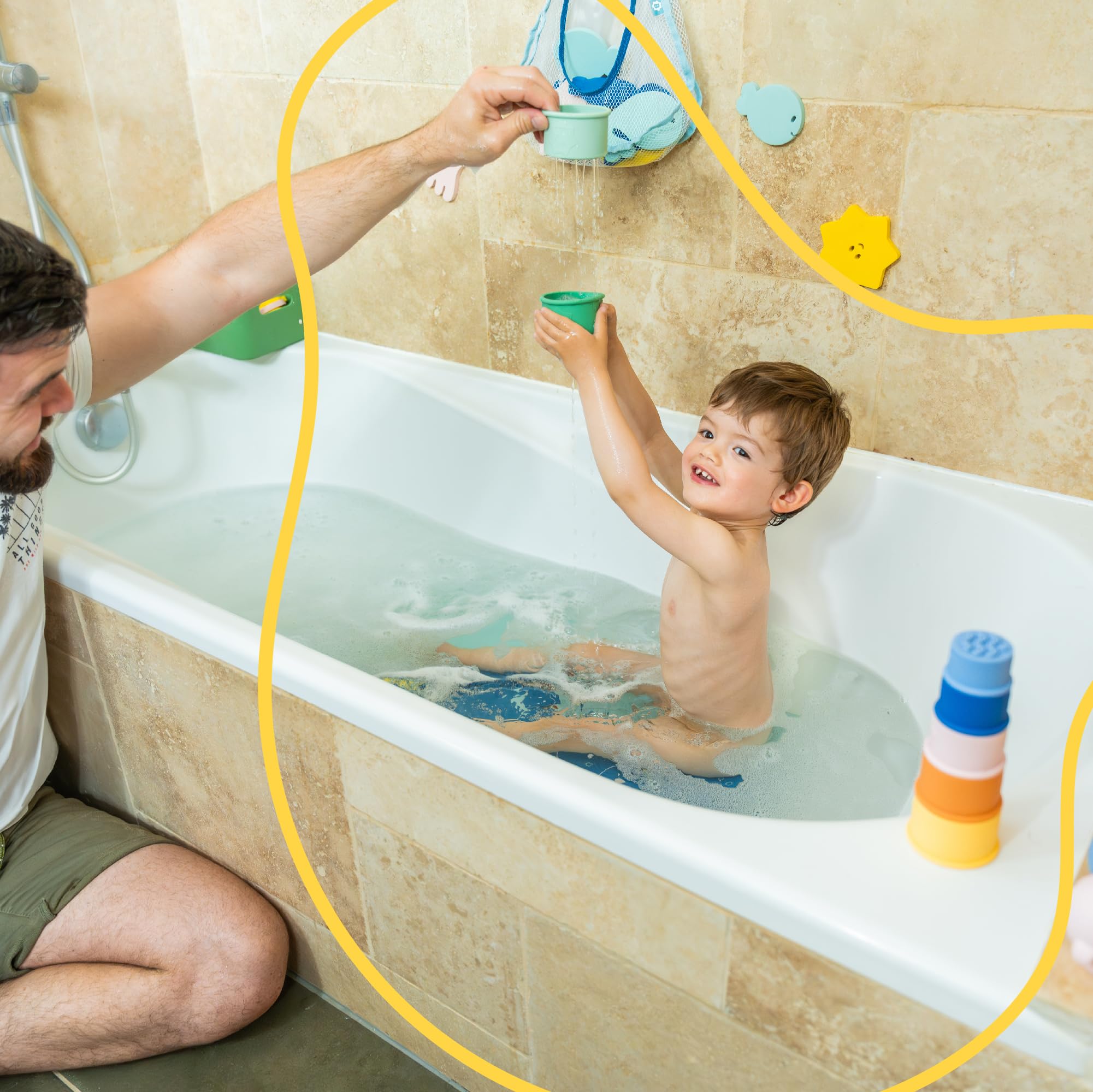 badabulle-7-tasses-empilables-jouets-de-bain-en-silicone-num-rot-es-ducatives-po image 2